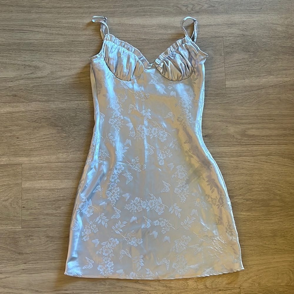 Satin Slip Dress with Scalloped Bust